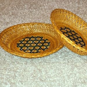 Set of two identical wicker baskets